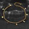 304 Stainless Steel Moon & Star Charm Bracelets BJEW-R021-05G-3