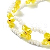 Woven Glass Flower Adjustable Braided Bead Bracelets for Women BJEW-MZ00100-01-3
