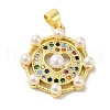 Brass Micro Pave Cubic Zirconia Pendants X-KK-Z042-29G-01-1