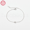 Rhodium Plated 925 Sterling Silver Letter Cubic Zirconia Link Bracelets GI2156-24-1