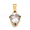 304 Stainless Steel Micro Pave Cubic Zirconia Pendants STAS-B086-13G-04-1
