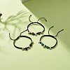 3Pcs Natural Tiger Eye & Lava Rock & Synthetic Turquoise Braided Bead Bracelets Set with Alloy Skull BJEW-JB08114-01-2