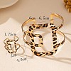 Rectangle Alloy Leopard Print Cuff Bangles & Cuff Rings Sets WGBC924-01-5