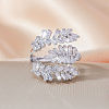 Brass Micro Pave Cubic Zirconia Open Cuff Rings for Women FS-WG6AE98-01-1