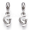 Platinum Rack Plating Alloy Rhinestone European Dangle Charms PALLOY-T048-36P-G-1