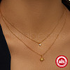 Star 925 Sterling Silver Clear Cubic Zirconia Double Layer Pendant Necklaces for Women FS-WGFF617-01-2
