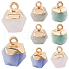 SUNNYCLUE 8Pcs 4 Styles Electroplate Natural Rose Quartz & Amazonite & White Jade & Labradorite Star Cut Round Charms G-SC0003-05-1