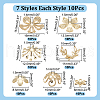 ARRICRAFT 70Pcs 7 Styles Brass Bead Caps FIND-AR0005-36-2