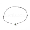 Pearl Luster Plated Round Faceted Natural Agate Pendant Necklace NJEW-JN03657-05-4