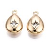Brass Micro Pave Clear Cubic Zirconia Charms KK-Q764-002-1