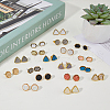 FIBLOOM 18 Pairs 18 Style Sparkling Triangle & Hexagon & Flat Round Resin Stud Earrings EJEW-FI0001-81-5