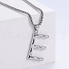3Pcs Stainless Steel Textured Letter Pendant Box Chain Necklaces LW4134-31-1
