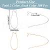 SOFPLATE 200Pcs 2 Colors Brass Hoop Earrings Findings Kidney Ear Wires KK-SP0001-30-2
