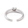 Clear Cubic Zirconia Heart Open Cuff Ring RJEW-E072-12P-3