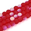 Frosted Transparent Glass Beads Strands GLAA-T032-T6mm-MBB09-1