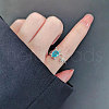 Brass Micro Pave Cubic Zirconia Sea Turtle & Starfish Cuff Ring PW-WGF4995-01-2