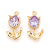Brass Micro Pave Cubic Zirconia Pendants KK-N262-115A-G-1