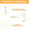 FIBLOOM 8Pcs 8 Style Alloy Ring Bracelets Set with Crystal Rhinestone & Plastic Pearl Beaded BJEW-FI0001-20-3