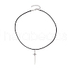 Alloy Sword Pendant Necklace with Waxed Cords X-NJEW-JN04473-3