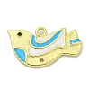 Real 18K Gold Plated Brass Enamel Robin Bird Pendants KK-L224-060G-02-1