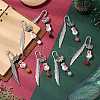 7Pcs 7 Colors Christmas Snowman Lampwork & Butterfly Alloy Pendant Bookmarks AJEW-JK00340-2