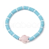 Flat Round Handmade Polymer Clay Heishi Beaded Stretch Bracelets BJEW-JB11715-01-2