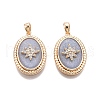 Brass Micro Pave Clear Cubic Zirconia Pendants KK-C005-08G-2
