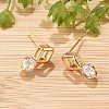 Rhombus & Flat Round Brass Micro Pave Cubic Zirconia Stud Earrings for Women EJEW-G428-20G-02-3