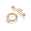 Brass Micro Pave Clear Cubic Zirconia Toggle Clasps KK-Q278-014-NF-4