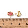 Brass Pave Glass Connector Charms KK-C062-029G-3