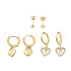 304 Stainless Steel Rhinestone Heart Earring Sets EJEW-Z098-26G-4