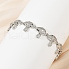 Mushroom Brass Micro Pave Clear Cubic Zirconia Link Bracelets for Women BJEW-Z126-04P-1
