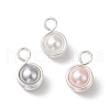 Shell Pearl Round Copper Wire Wrapped Pendants PALLOY-JF03259-04-1