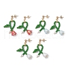 Flower Dangle Stud Earrings EJEW-TA00637-2