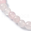 Natural Rose Quartz Round Beaded Bracelets BJEW-JB09878-01-4