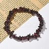 Chips Natural Garnet Beaded Stretch Bracelets BJEW-JB01826-09-7