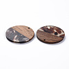 Transparent Resin & Walnut Wood Pendants X-RESI-T035-35E-3