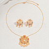 Elegant Middle Eastern Style Brass Micro Pave Cubic Zirconia Earrings & Necklaces Set for Women EM9923-1
