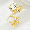 Vintage French Geometric Irregular C-shaped with Round Brass Stud Earrings XB0811-4