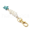 Natural White Mother of Pearl Shell & Synthetic Turquoise Starfish Pendant Decorations HJEW-JM02986-5