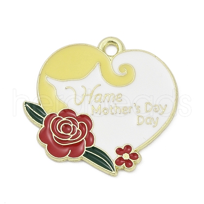 Mother's Day Alloy Enamel Pendants PALLOY-V001-02E-1