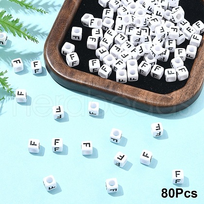 Acrylic Horizontal Hole Letter Beads OACR-YW0002-08F-1