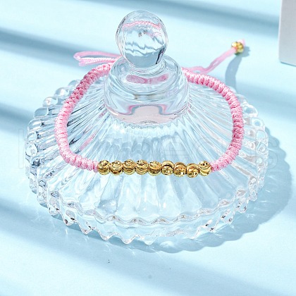 Polyester Cord Braided Bead Bracelets for Women BJEW-L698-01G-12-1