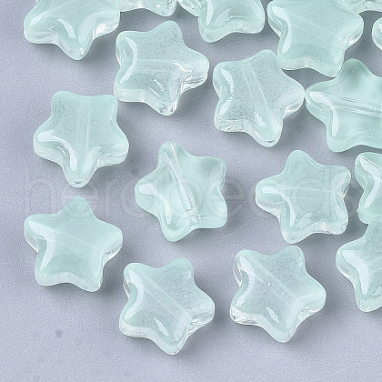 Transparent Spray Painted Glass Beads X1-GLAA-N035-01-A05-1