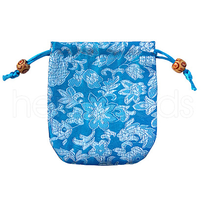 Chinese Style Flower Pattern Satin Jewelry Packing Pouches PW-WG42698-02-1