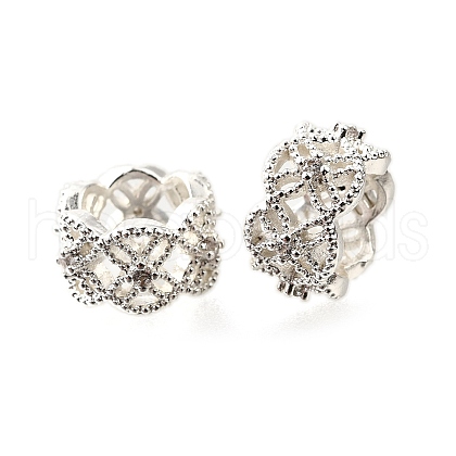 Column Brass Micro Pave Cubic Zirconia European Spacer Beads KK-L230-03S-1