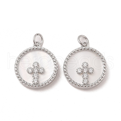 Brass Pendants Pave Shell X-KK-L208-76P-1