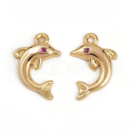 Brass Micro Pave Clear Cubic Zirconia Charms KK-B137-01G-1