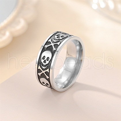 Retro 304 Stainless Steel Enamel Finger Rings for Men FS-WG366A7-01-1