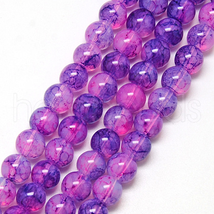 Baking Painted Glass Beads Strands DGLA-Q023-8mm-DB55-1